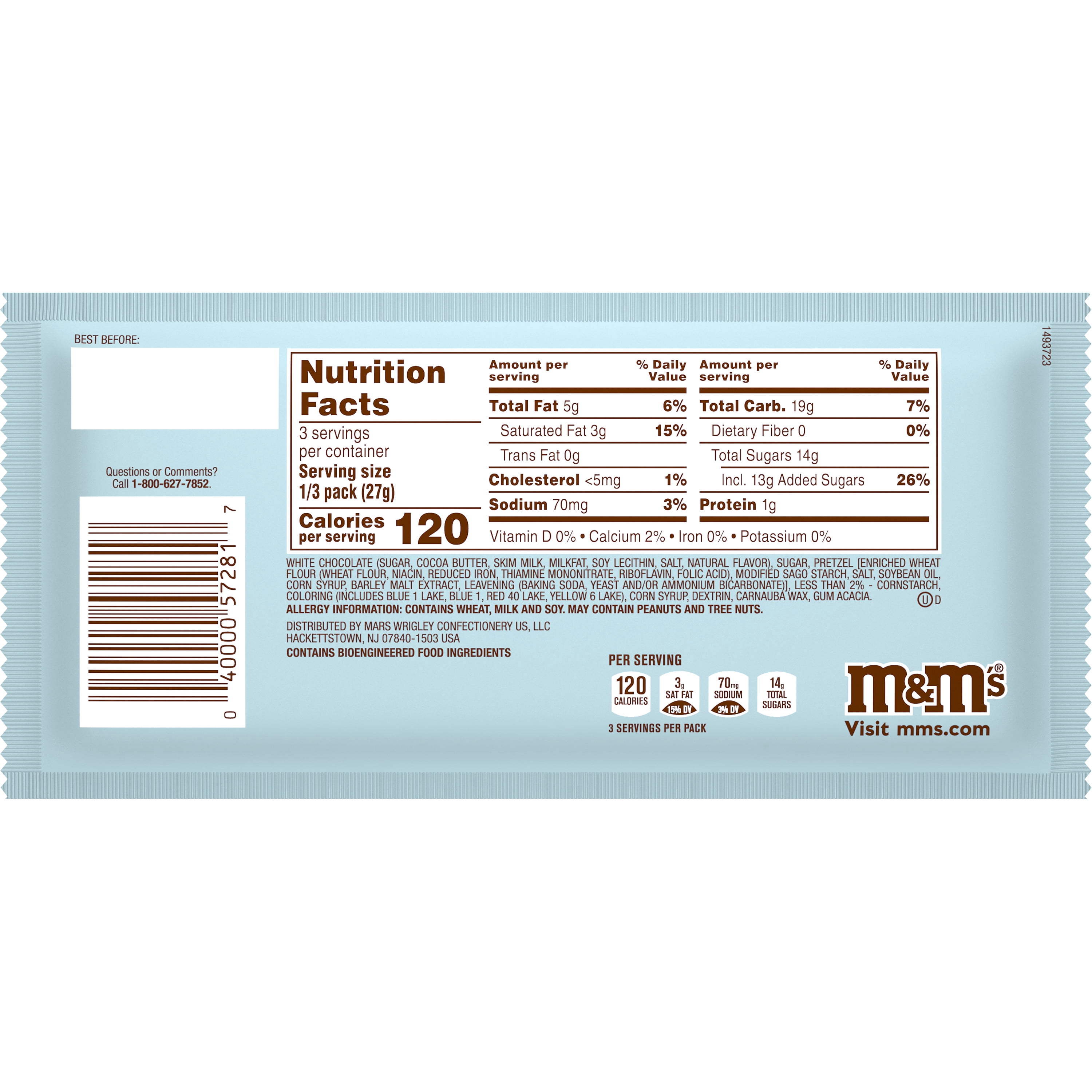 M&M’S Christmas White Chocolate Pretzel Snowballs Holiday Candy–2.83oz
