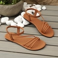 thumbnail image 4 of Womens Sandals Comfortable Flat Sole Design Peep Toe Design Solid Plain Color Lightweight Comfort Trendy Fashion Style Comfortable Sandals for Women, 4 of 9