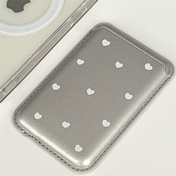 Korean Simple White Heart Magnetic Wallet Accessories For Magsafe Wireless Charge Cases For iPhone 15 Pro Max Card Slot Holder