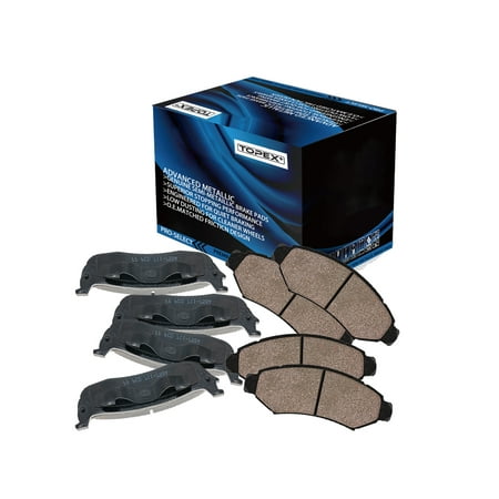 TOPEX Front and Rear Brake Pads Set Ceramic Brake Pads For 2007-2018 Cadillac Escalade, 2013-2017 Cadillac XTS, Chevrolet Suburban/ Tahoe/ Avalanche/ Express 1500, GMC Yukon/ Savana 1500/ (Best Brake Pads For Chevy Tahoe)