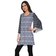 thumbnail image 2 of Moomaya Printed Indian Short Kurti Dress Poly Crepe Tunic Round Neck Mini Dress, 2 of 5