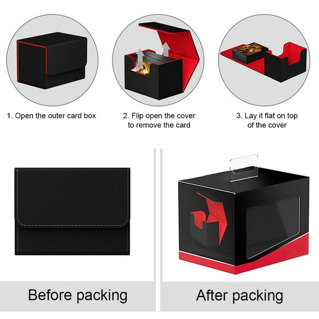 Trading Card Storage Box with Lid Holder Large Gaming Capacity Organizer Gaming Cases Container Carrying Organization for Adults Red