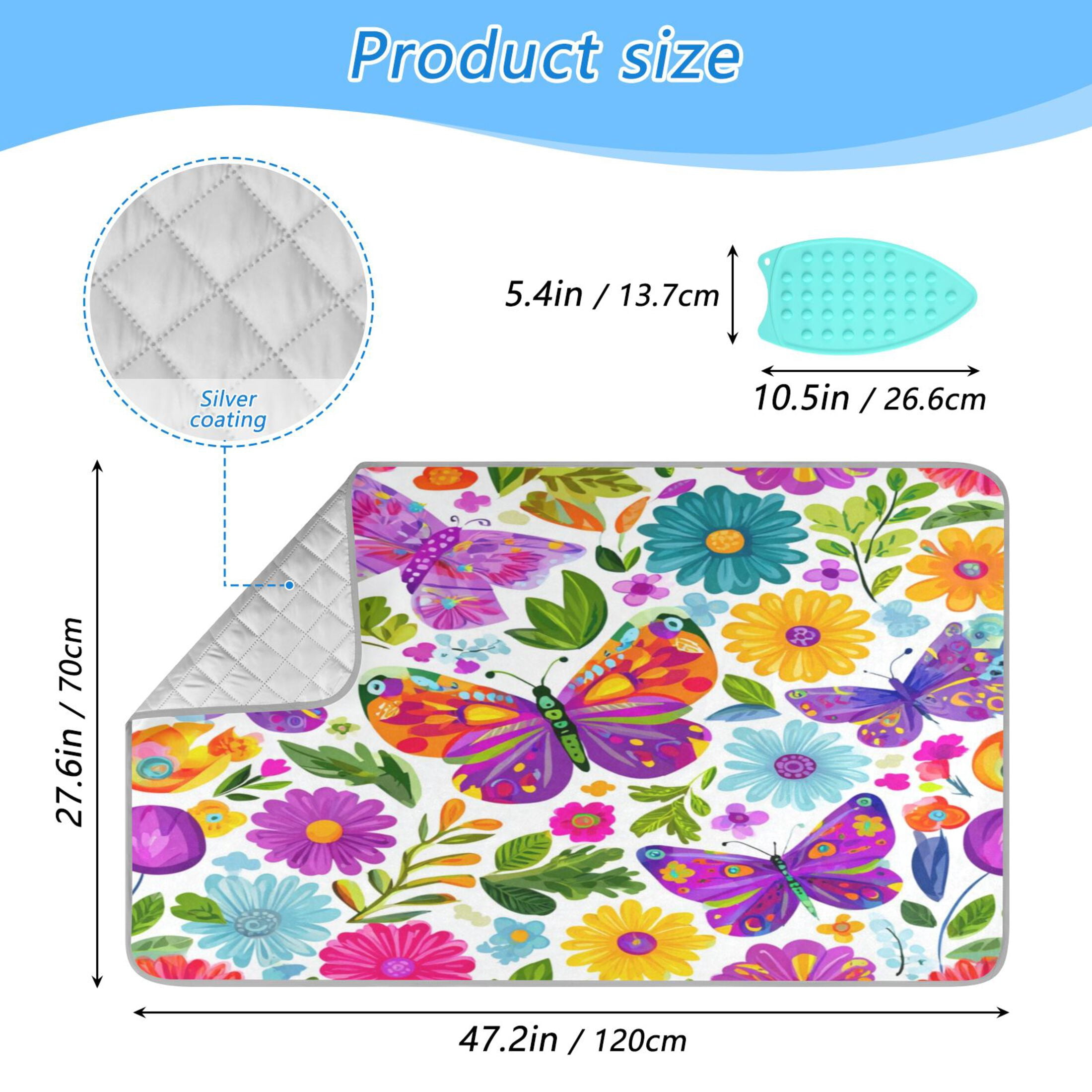 Ironing Mat Portable Ironing Blanket for Table Top Travel Ironing Pad for Washer Dryer 27.6" x 47.2" Vibrant and Lively Butterflies