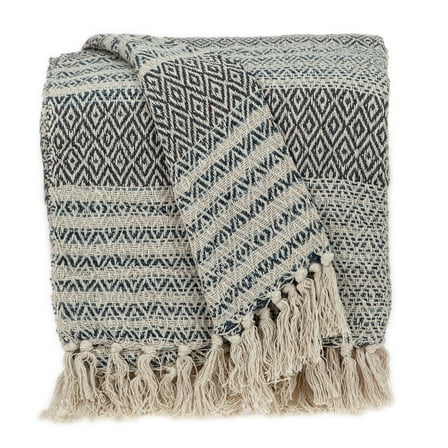 Nassau Collection Beige and Black Throw Blanket 52" x 67"