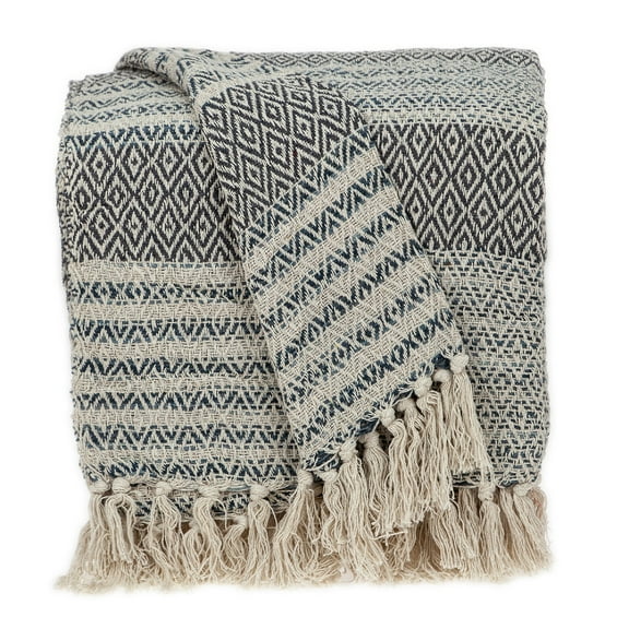 Nassau Collection Beige and Black Throw Blanket 52" x 67"