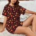 thumbnail image 4 of Haiem fall Maple leaf Pattern Pajama Set for Women 2 Piece Lounge Set Short Sleeve Tops and Shorts Soft Sleepwear-3X-Large, 4 of 7