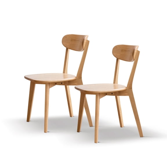 Set of 2 Oak Dining Chairs - Solid Wood, Natural Finish, 19.69"x18.50"x31.50", Kitchen & Dining Room, FAS Oak, Comfortable & Durable.