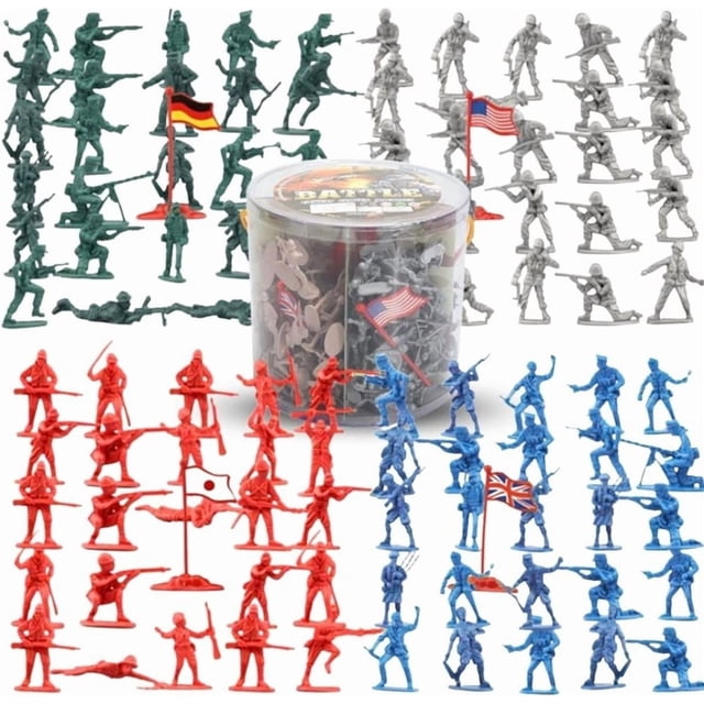 200 PCS Army Men Toy Soldiers Military Action Figures Bucket Set - World War ...