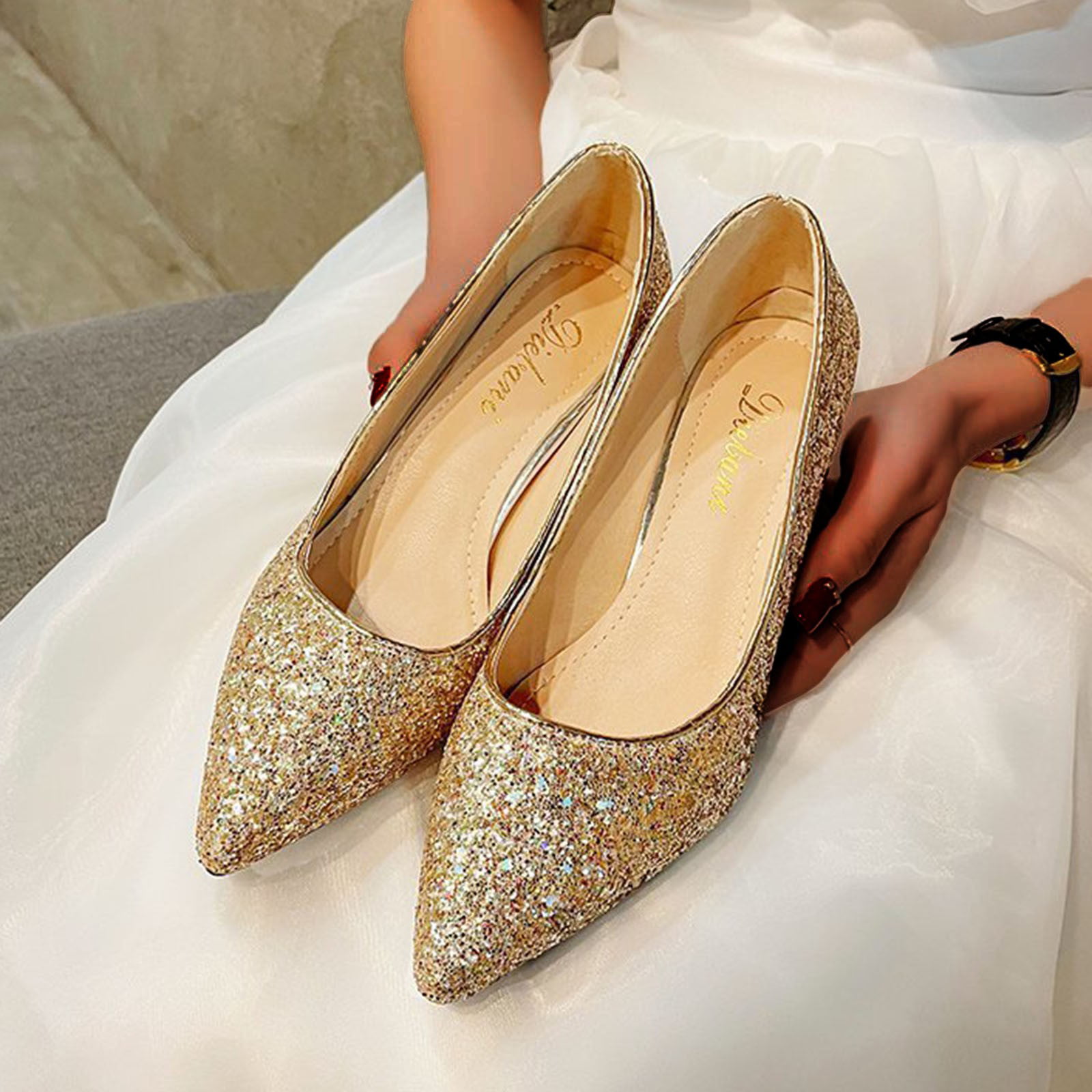 White Wedding Shoes Bride Low Heel | Pearl Lace White Wedding Shoes - New  5cm White - Aliexpress