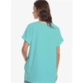 thumbnail image 4 of Women's Casual V-Neck T-Shirt - Short Sleeve Loose Fit Top with Side Split & Rolled Sleeve for Summer, 4 of 6
