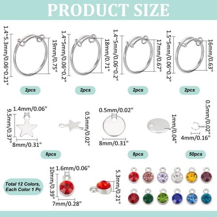 1box Charm Adjustable Ring Making Kit Including 304 Stainless Steel Expandable Ring Alloy Rhinestone & 201 Stainless Steel Flat Round & Star Stainless Steel color 86pcs/box