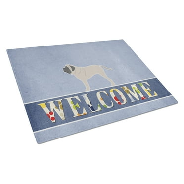 Caroline's Treasures English Mastiff Welcome Glass Cutting Board Large