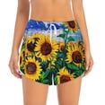 thumbnail image 2 of Balery Landscape With Sunflowers Pantalones cortos deportivos para mujer con forro y dos bolsillos, elásticos, para entrenamiento, gimnasio, yoga-XX-Large, 2 of 7