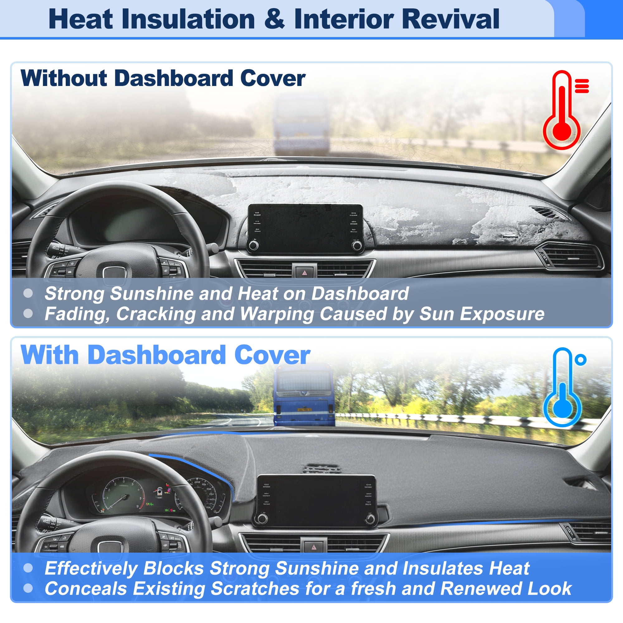 Unique Bargains Dashboard Mat Non-Slip Protector for Honda Accord 2023-2026