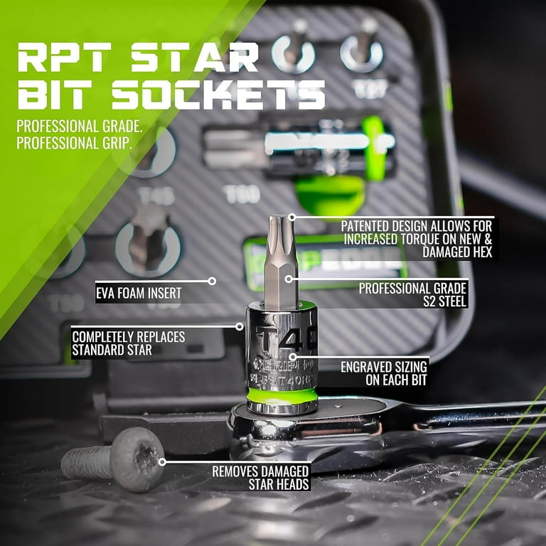 GRIPEDGE Tools | 14PC RPT Star Driver Set | Sizes T6 - T60 | 1/4
