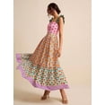 thumbnail image 6 of Multicolor Floral Print Square Neck Ruffle Sleeve A-Line Sundress, 6 of 7