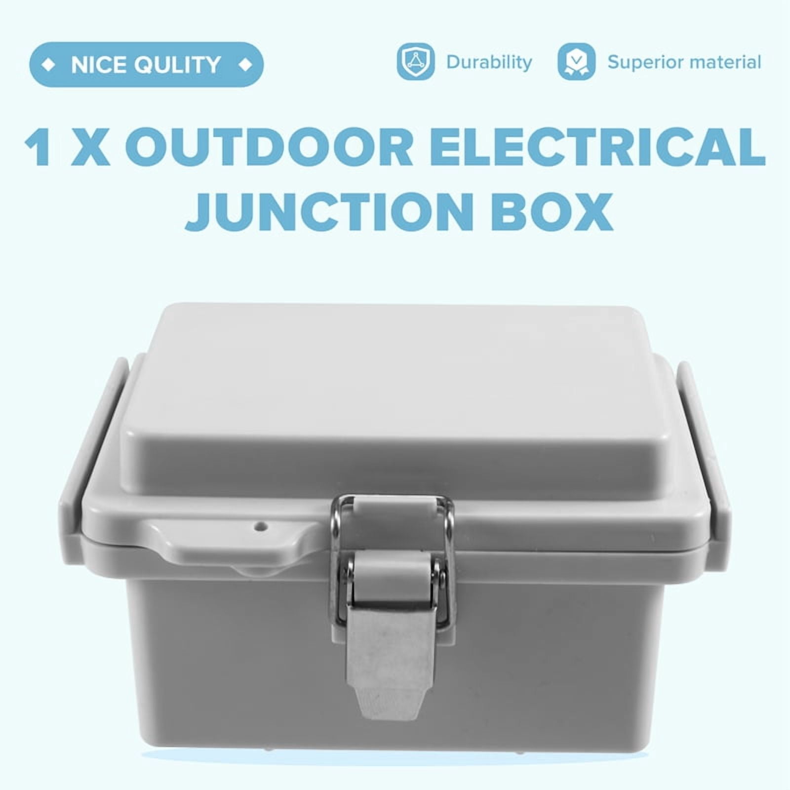 2X Outdoor Electrical Junction Box ABS Plastic & Hinged Cover Stainless Steel  IP67 for Electrical Projects