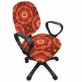 thumbnail image 1 of Mandala Office Chair Slipcover, Ethnic Oriental Pattern Far Eastern and Bohemian, Protective Stretch Decorative Fabric Cover, Standard Size, Dark Salmon and Redbrown, by Ambesonne, 1 of 5