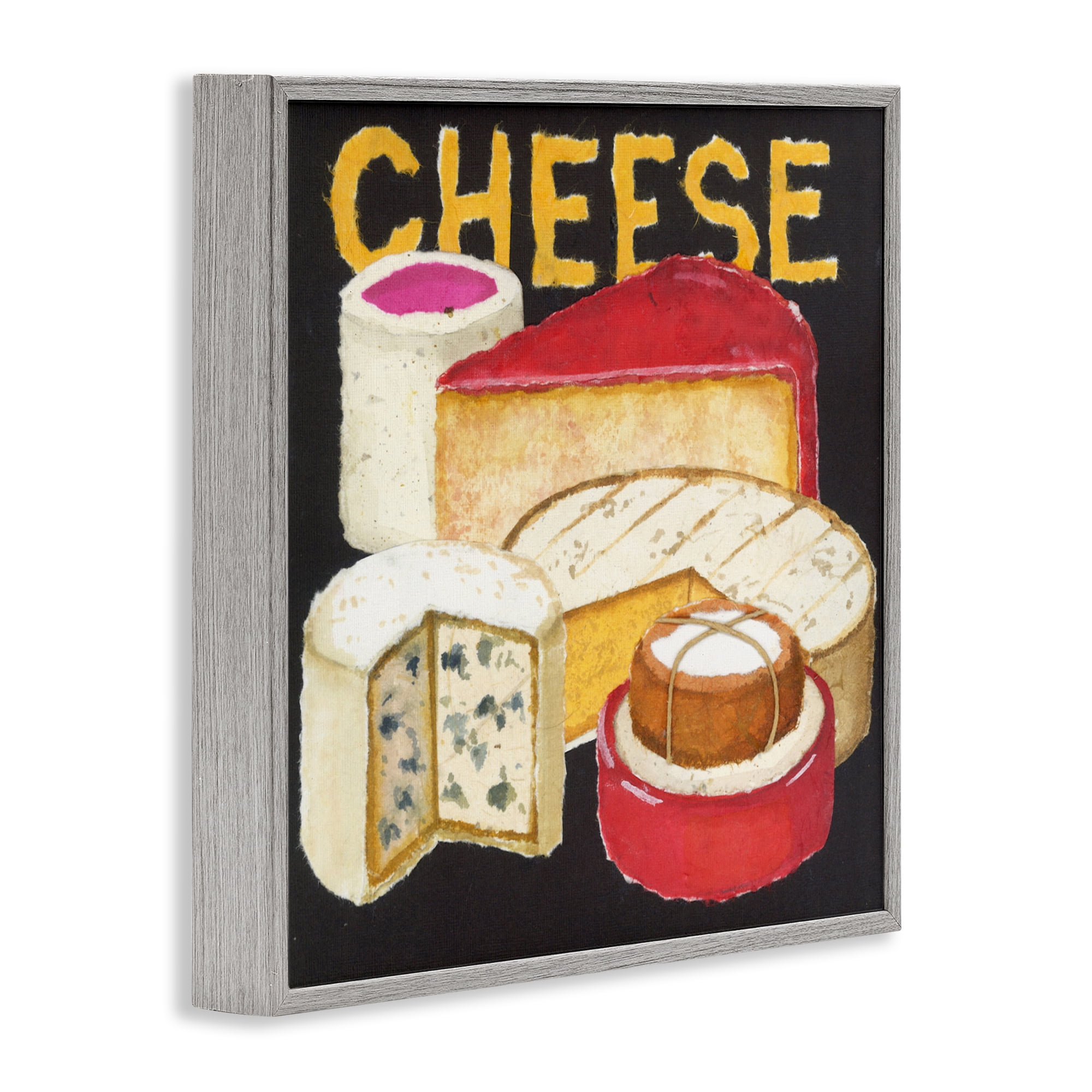 Stupell Industries Assorted Cheese Wheels Gray Framed Giclee Art, design by Nancy Overton