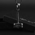 thumbnail image 3 of HZMAN Thor Hammer Stainless Steel Necklace For Men and Women Hammer Pendant Necklace 22+2 Inch Chain, Black, 3 of 8