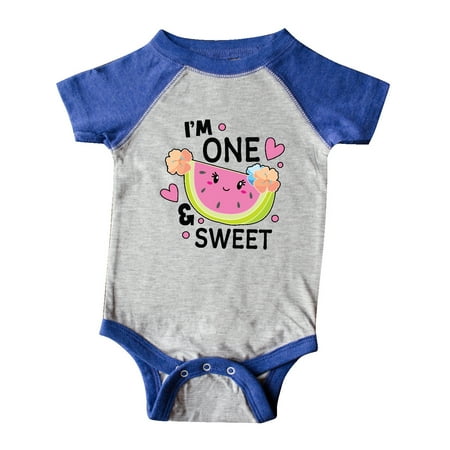 

Inktastic I m One and Sweet with Cute Watermelon Gift Baby Girl Bodysuit