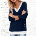 thumbnail image 2 of Maplenight Womens Long Sleeve T Shirts Fitted V Neck Color Block Dressy Tops Business Casual Top, 2 of 7