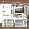 thumbnail image 6 of Harper & Bright Designs Entertainment Wall Unit with Bridge for 80 inch TV, TV Storage Cabinet with Bookshelf and Adjustable Shelves, Large Media Console with Tempered Glass Doors, White, 6 of 20