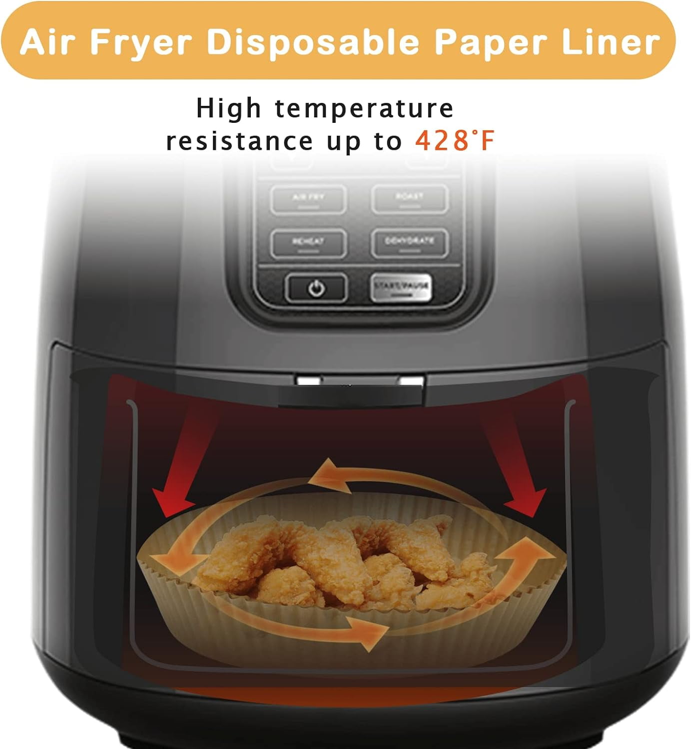 100PCS 7.9 Inch Disposable Air Fryer Liners - Non-Stick Paper Liners for 4-8QT Air Fryers, Ovens & Microwaves