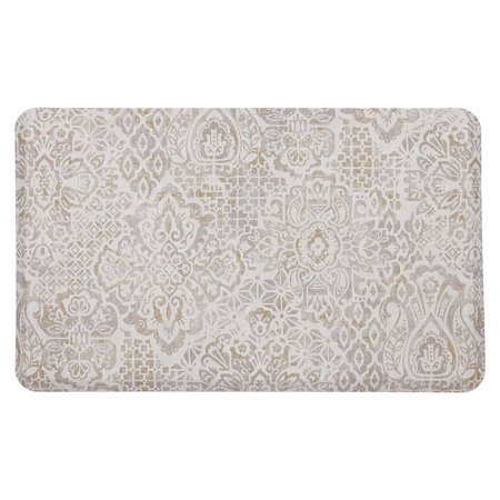 Mohawk Home Damask Nouveau Tan Dri-Pro Deluxe Cushion Mat  1  8  x 3  6