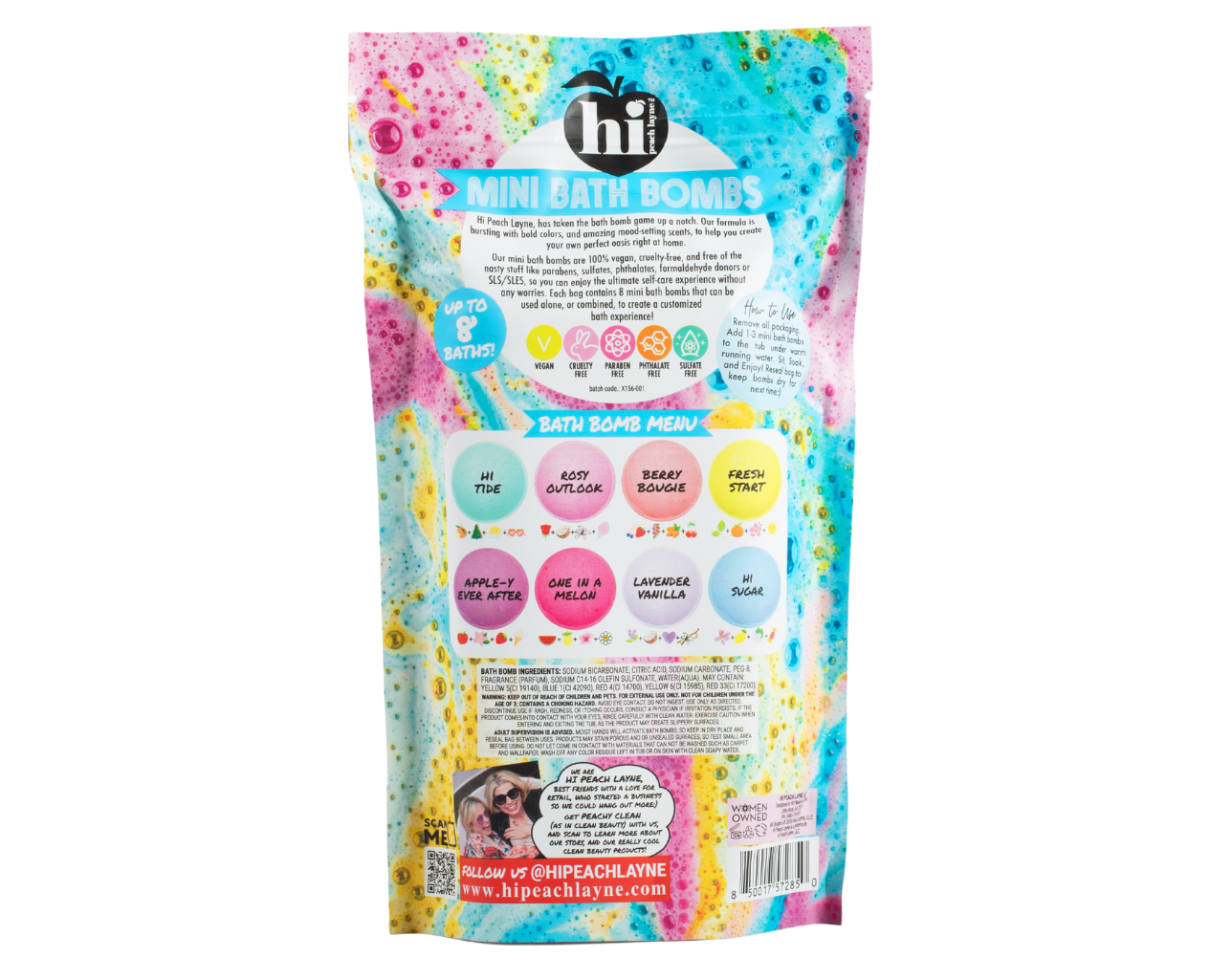 Hi Peach Layne Mini Bath Bomb Bag, 8 Assorted Scents with Surprise Prize, 1.06 oz Each