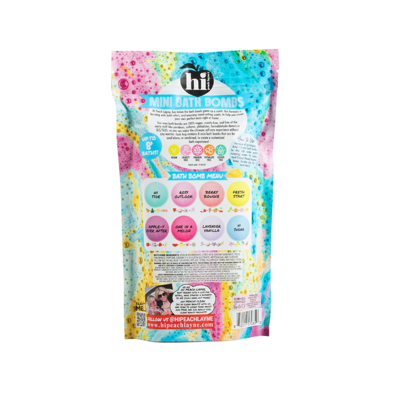 Hi Peach Layne Mini Bath Bomb Bag, 8 Assorted Scents with Surprise