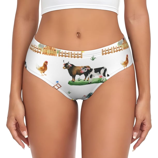 Balery Cute Farm Ropa Interior de Algodón para Mujer con Dibujo – Braguitas Cómodas y Elásticas, Estilo Clásico-3X-Large