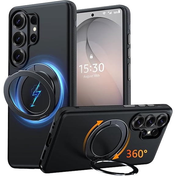 for Samsung Galaxy S26 Ultra Case with 360° Spin Magnetic Stand [Fit for MagSafe] [Non-Slip] [15FT-Shockproof] Slim Protective Case for Galaxy S26 Ultra Men/Women, Black