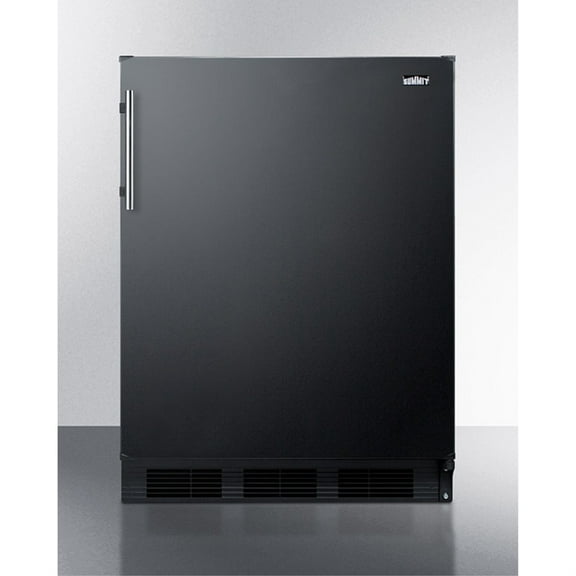 ADA compliant freestanding refrigerator-freezer for residential use, cycle defrost with deluxe interior and black finish