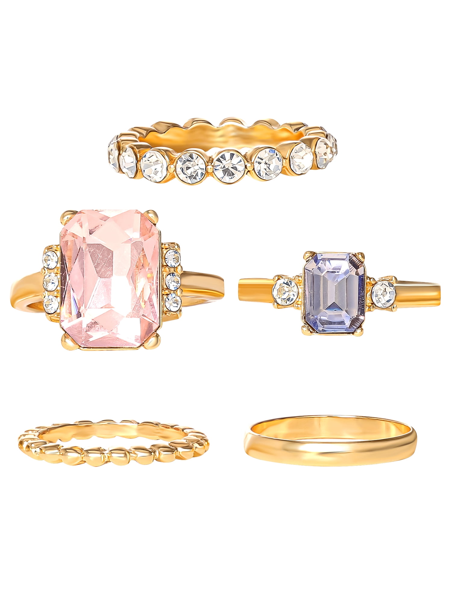 Jessica Simpson Fashion Metal Ring Jewelry Set, Set of 5