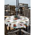 thumbnail image 2 of Outdoor Tablecloth with Umbrella Hole Zipper Wine Red Boho Round Tablecloth 60" Waterproof Outside Table Cloth Geometric Abstract Bohemian Color Block Patio Table Cover Tablecloths for Picnic Party, 2 of 8