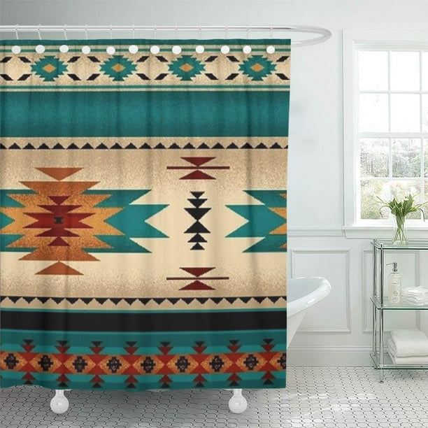 Cynlon Tribal Turquoise Blue Hue, Turquoise Blue Shower Curtains