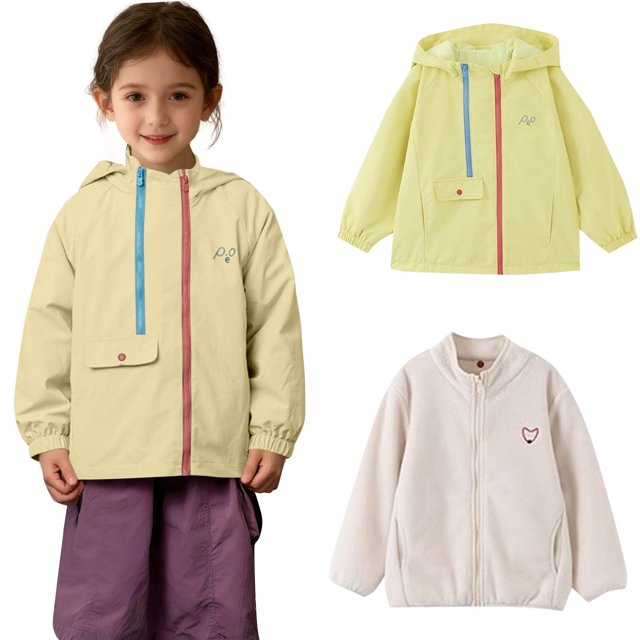 Conjunto de invierno de dos piezas para niños, traje impermeable y cortavientos para hombre y mujer, tres en uno, ropa deportiva de manga larga y chaqueta informal, blusa de poliéster para niños.