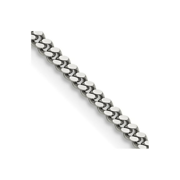Auriga Stainless Steel Polished 3 mm Curb Chain Necklace for Women 16"