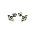 thumbnail image 1 of Sterling Silver Rhodium Plated Ancient Greek Key Stud Earrings, 1 of 2
