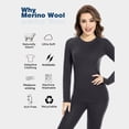 thumbnail image 3 of Woolcano Women’s 100% Merino Wool Base Layer Set Lightweight Thermal Underwear for Ski Winter Outdoor, 3 of 6