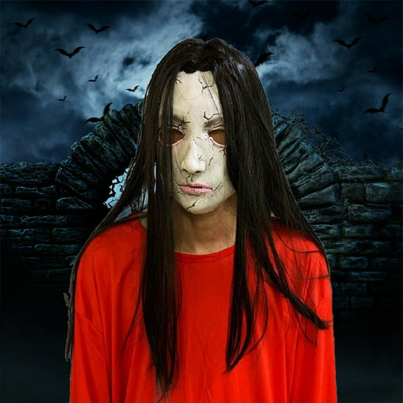 TERGAYEE Creepy Halloween Mask With Hair,Horror Devil Mask Scary Mask Natural Horror Mask For Cosplay,Themed Party,Horror Games Holiday Decor