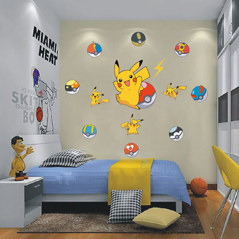 NEW Pokemon Go Pikachu Mural Wall Decals Sticker Kids Room Decor Removable Vinyl 