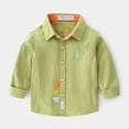 thumbnail image 2 of bbymog Girls Boys Dress Shirts Long Sleeve Cotton Button Down Shirt Girls Clothes Green 7-8Years, 2 of 6