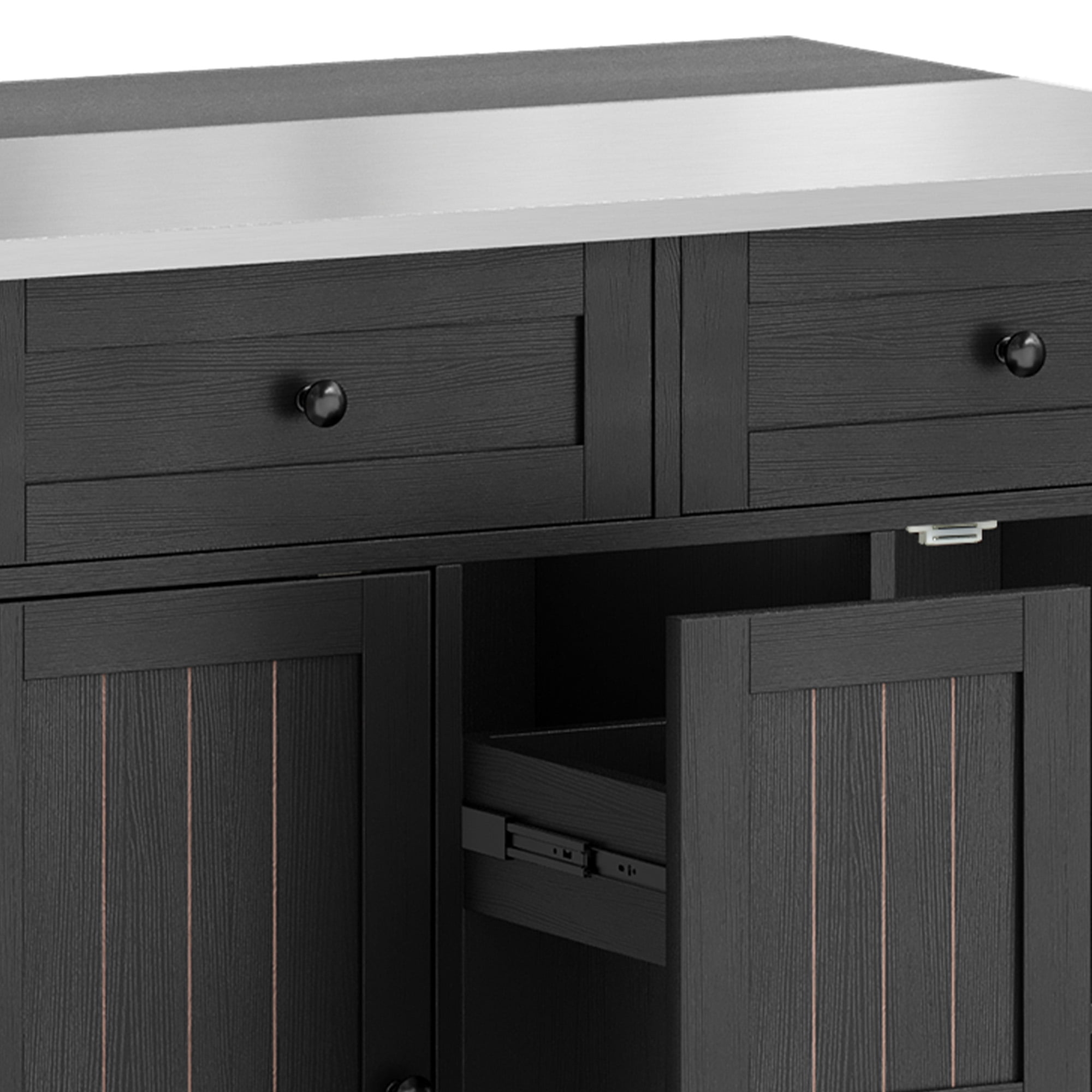 Uforic Kitchen Island with Wheels & Storage, Kitchen Island Cart with Drop Leaf, Black