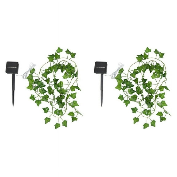 32.8 Ft 100 LED Green Ivy Leaves Fairy String Lights, 2 Pack Solar Powered String Lights, for Garden, Patio, ,