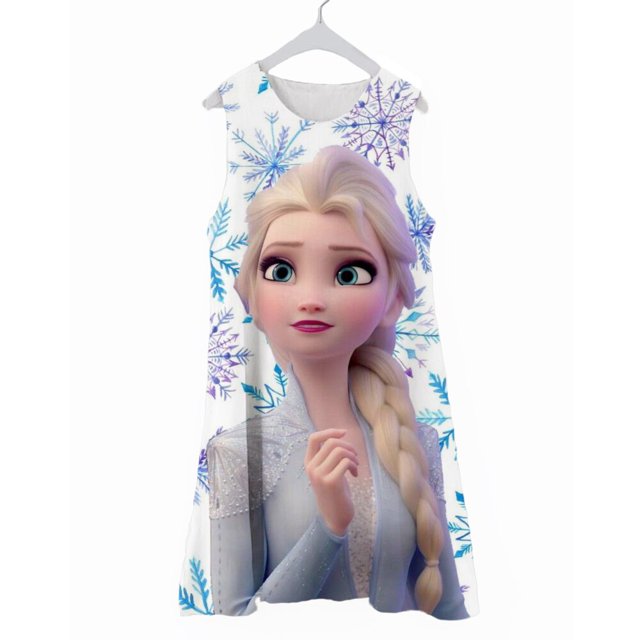 Frozen Wonderland 2 vestido de princesa niñas pijamas vestido de flores verano Homewear Elsa falda sin mangas Ruffle Dress150 heqiyong CONDUJO