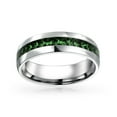 thumbnail image 2 of Classic Green May Birthstone Month Crystal Eternity Band Ring Stainless Steel, 2 of 5
