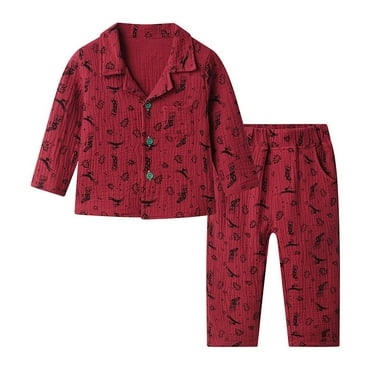 WEAIXIMIUNG Pyjama de Noël Imprimé Dessin Animé Manches Longues Pantalon Long Vêtements pour Enfants 4-5 Ans