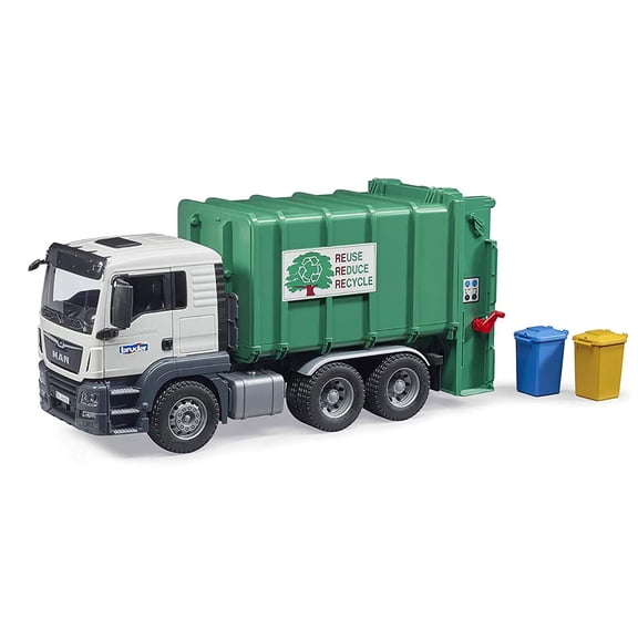 Bruder 1/16 Green MAN TGS Rear Loading Garbage Truck 03763
